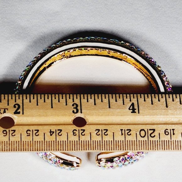 Mystic Austrian Crystal sparkling cuff bracelet in Goldtone 6.75 inches - Picture 3 of 5